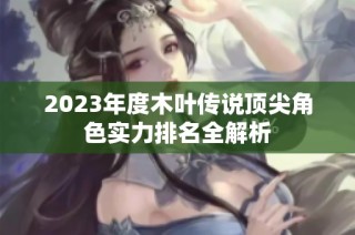 2023年度木叶传说顶尖角色实力排名全解析