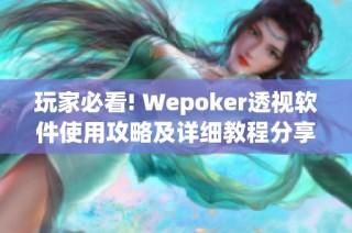 玩家必看! Wepoker透视软件使用攻略及详细教程分享