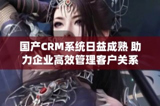 国产CRM系统日益成熟 助力企业高效管理客户关系