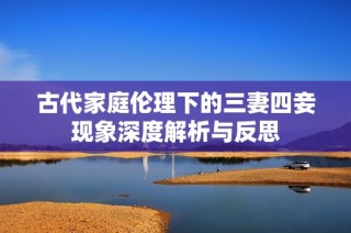 古代家庭伦理下的三妻四妾现象深度解析与反思