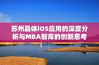 苏州晶体iOS应用的深度分析与MBA智库的创新思考