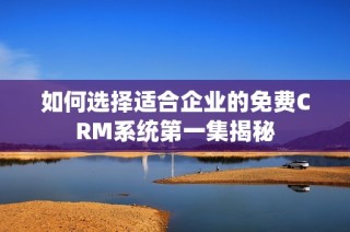 如何选择适合企业的免费CRM系统第一集揭秘
