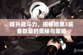 提升战斗力，揭秘暗黑3装备数量的奥秘与策略
