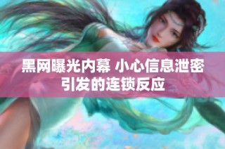 黑网曝光内幕 小心信息泄密引发的连锁反应