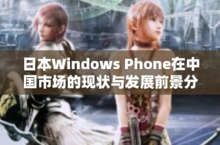 日本Windows Phone在中国市场的现状与发展前景分析