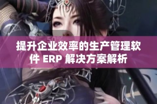 提升企业效率的生产管理软件 ERP 解决方案解析