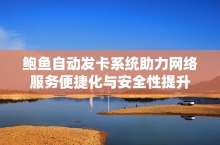 鲍鱼自动发卡系统助力网络服务便捷化与安全性提升