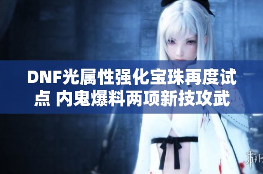 DNF光属性强化宝珠再度试点 内鬼爆料两项新技攻武器