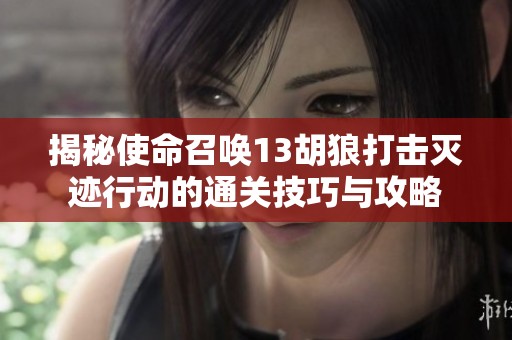 揭秘使命召唤13胡狼打击灭迹行动的通关技巧与攻略