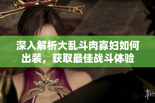 深入解析大乱斗肉寡妇如何出装，获取最佳战斗体验