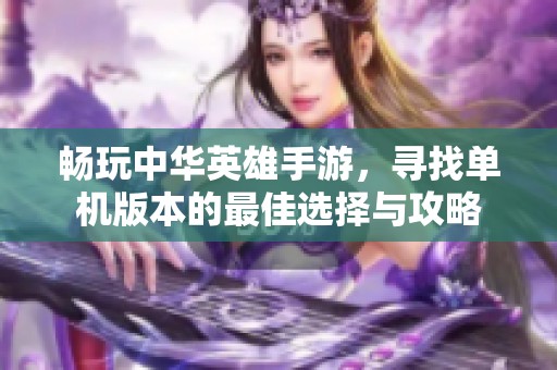 畅玩中华英雄手游，寻找单机版本的最佳选择与攻略