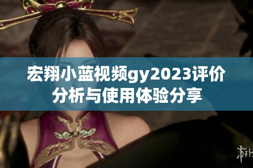 宏翔小蓝视频gy2023评价分析与使用体验分享