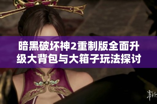 暗黑破坏神2重制版全面升级大背包与大箱子玩法探讨