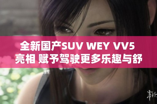 全新国产SUV WEY VV5 亮相 赋予驾驶更多乐趣与舒适体验