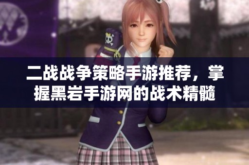 二战战争策略手游推荐，掌握黑岩手游网的战术精髓