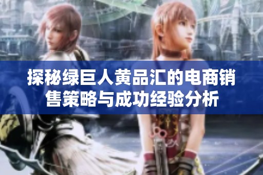 探秘绿巨人黄品汇的电商销售策略与成功经验分析