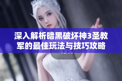 深入解析暗黑破坏神3圣教军的最佳玩法与技巧攻略