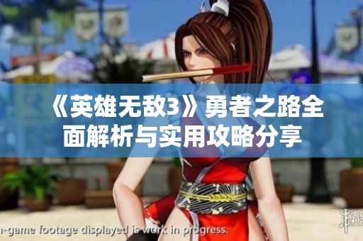 《英雄无敌3》勇者之路全面解析与实用攻略分享