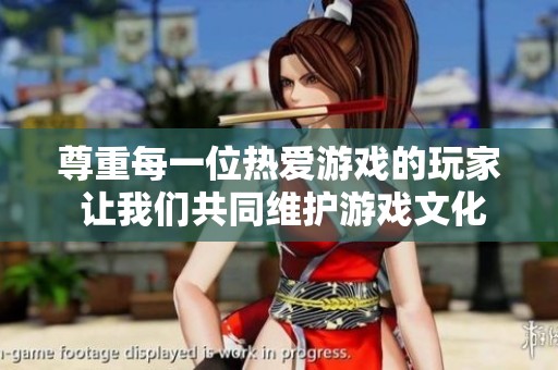 尊重每一位热爱游戏的玩家 让我们共同维护游戏文化