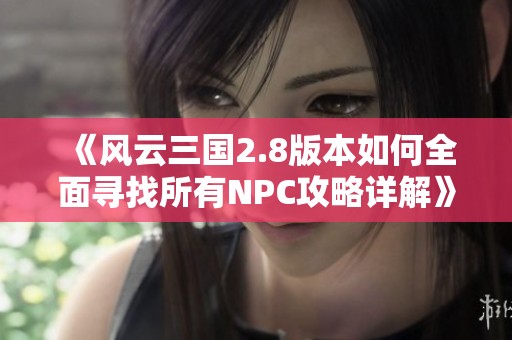 《风云三国2.8版本如何全面寻找所有NPC攻略详解》