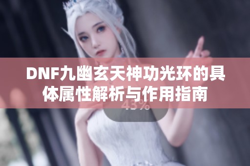 DNF九幽玄天神功光环的具体属性解析与作用指南