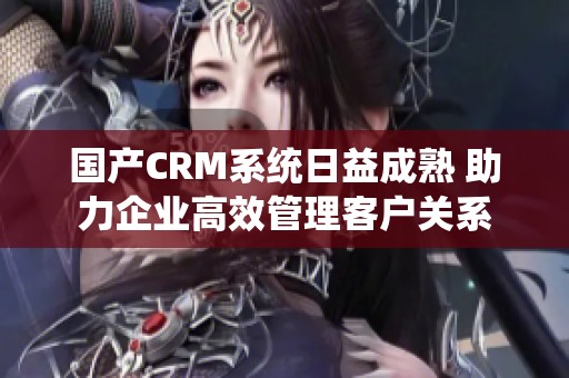 国产CRM系统日益成熟 助力企业高效管理客户关系
