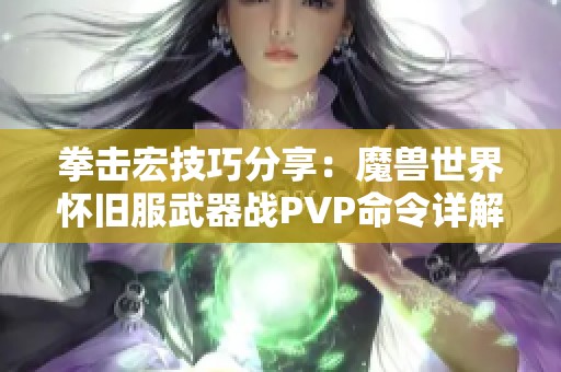 拳击宏技巧分享：魔兽世界怀旧服武器战PVP命令详解