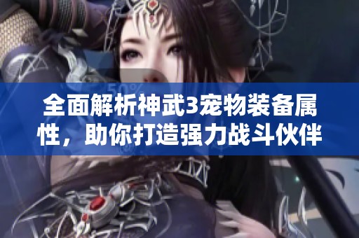 全面解析神武3宠物装备属性，助你打造强力战斗伙伴