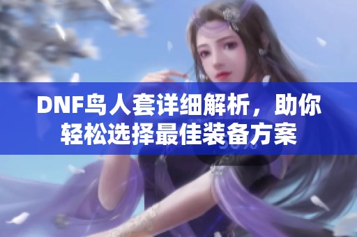 DNF鸟人套详细解析，助你轻松选择最佳装备方案
