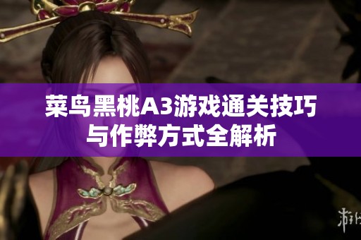 菜鸟黑桃A3游戏通关技巧与作弊方式全解析