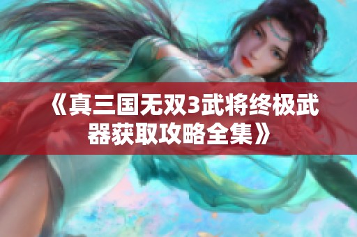 《真三国无双3武将终极武器获取攻略全集》