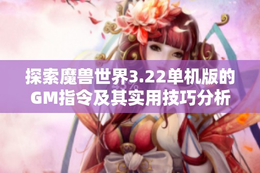 探索魔兽世界3.22单机版的GM指令及其实用技巧分析