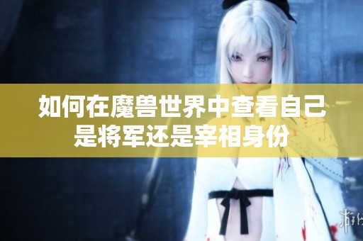 如何在魔兽世界中查看自己是将军还是宰相身份