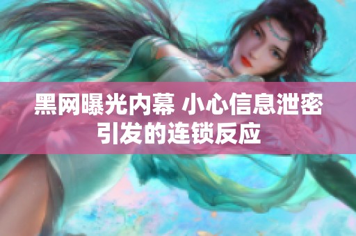 黑网曝光内幕 小心信息泄密引发的连锁反应